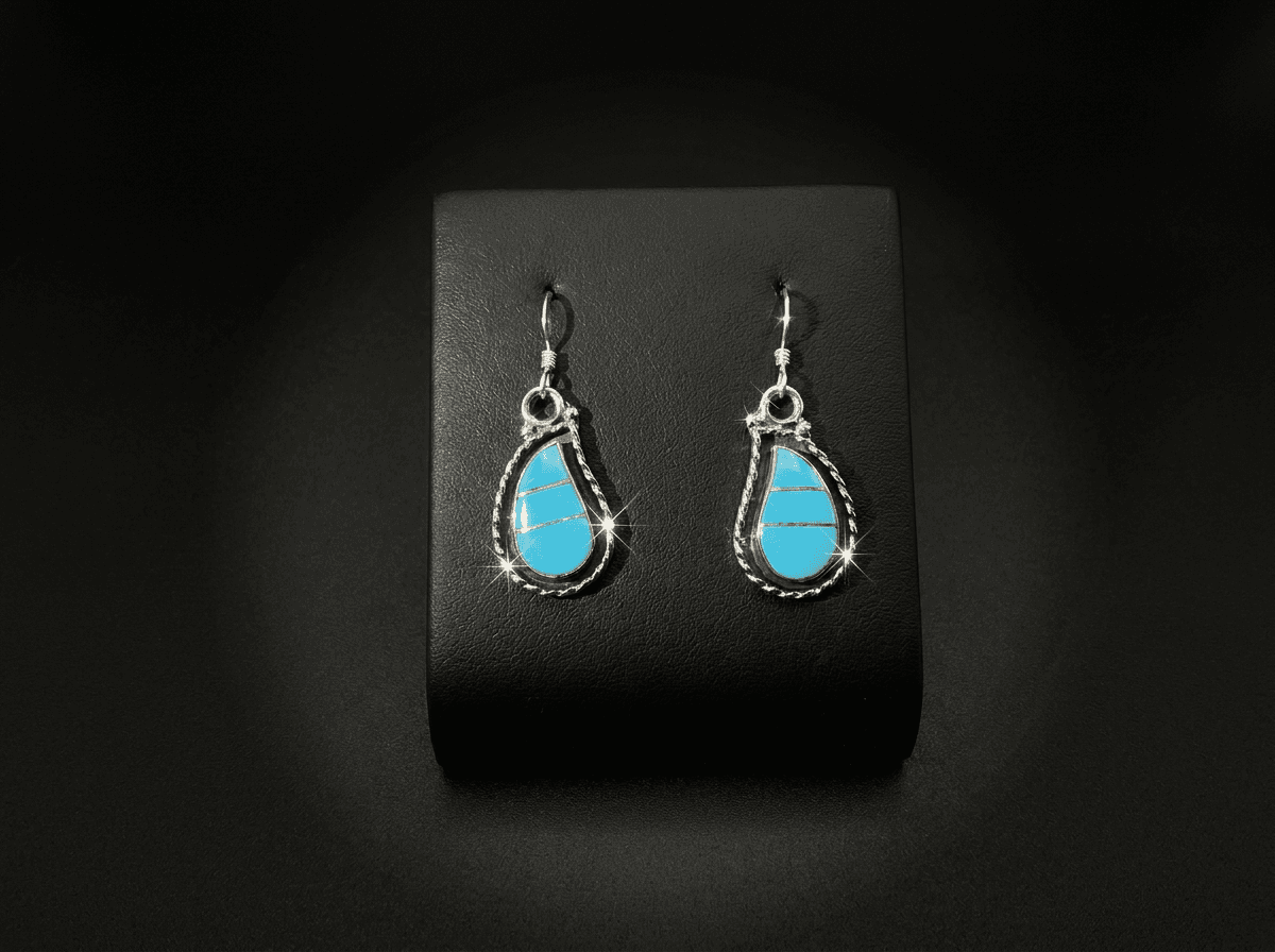 Zuni Kingman Turquoise Earrings — Humiovi Sedona