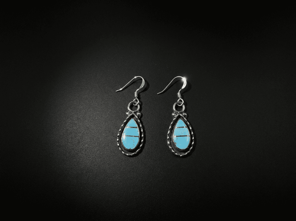 Zuni Kingman Turquoise Earrings — Humiovi Sedona