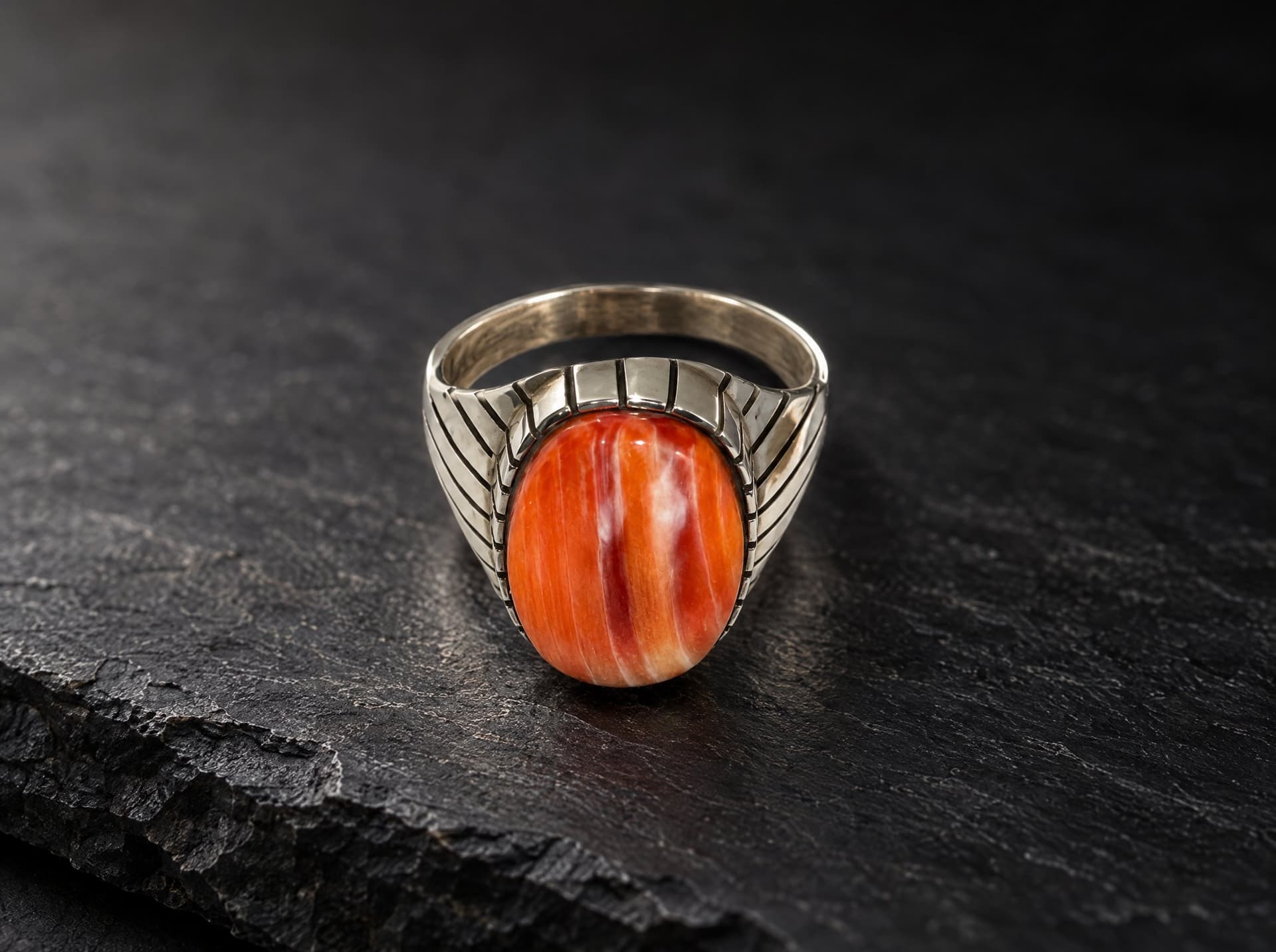Ray Jack Navajo Spiny Oyster Rings — Humiovi Sedona