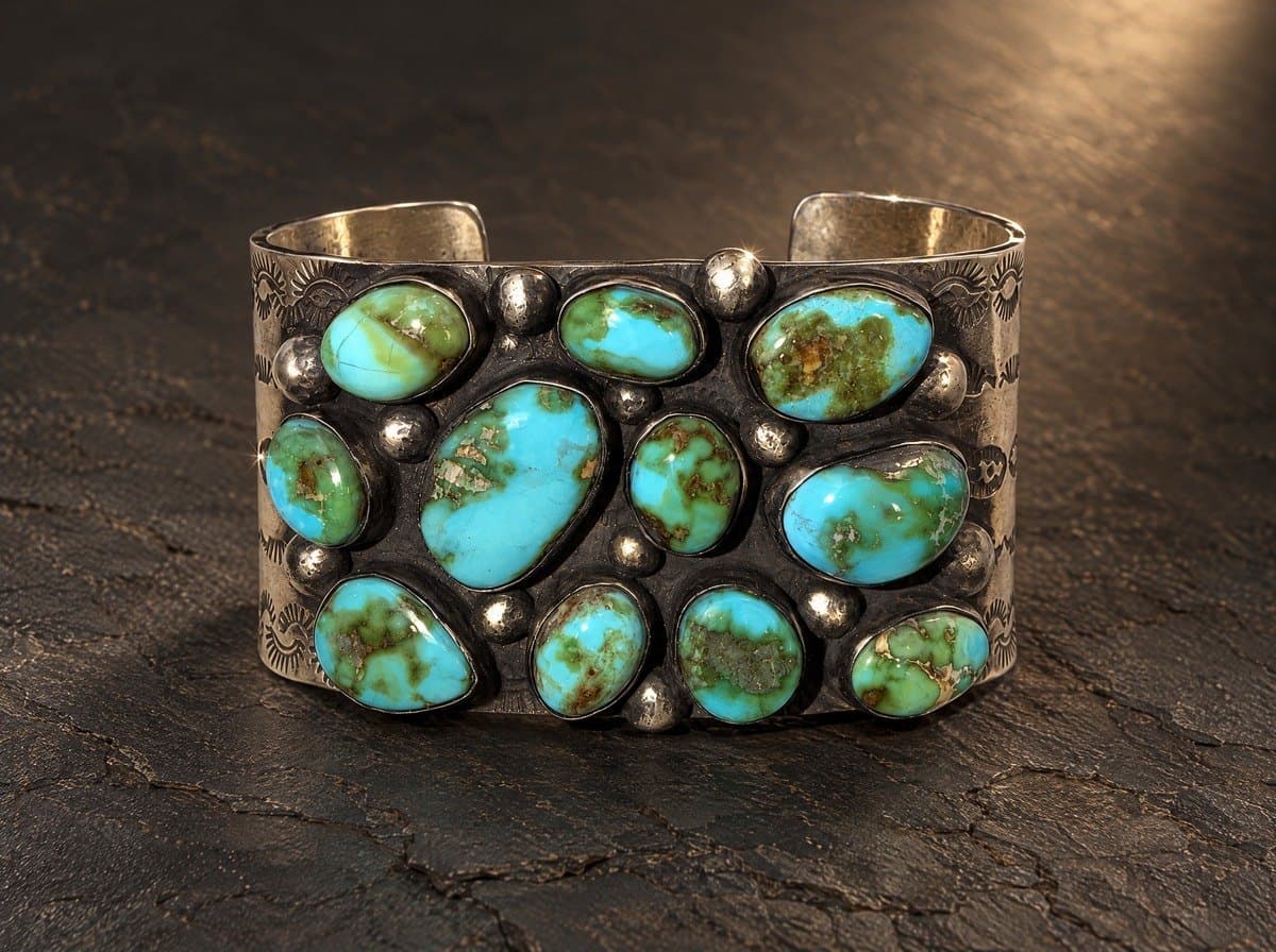 Sterling Silver Sonora Gold Turquoise Bracelet - Size 7.5 #013 — Humiovi Sedona