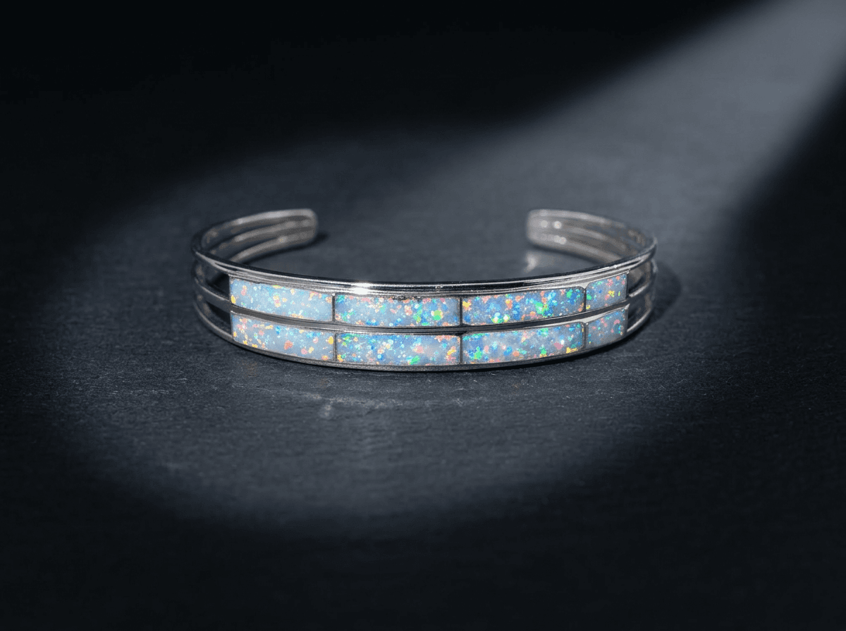 Sterling Silver Opal Bracelet - Size 7 #120 - image 1 of 1