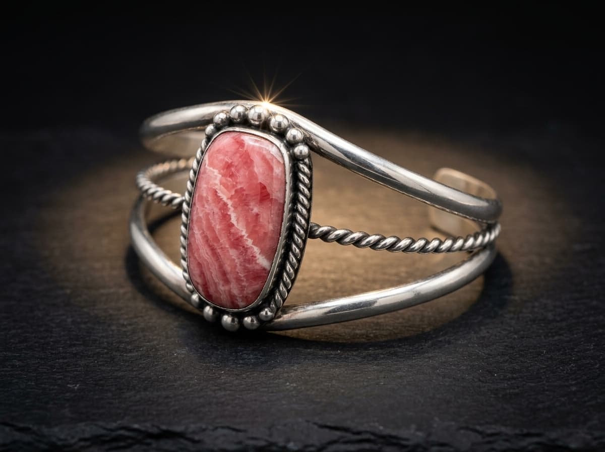 Sterling Silver Rhodochrosite Bracelet - Size 7 #035 - image 1 of 1