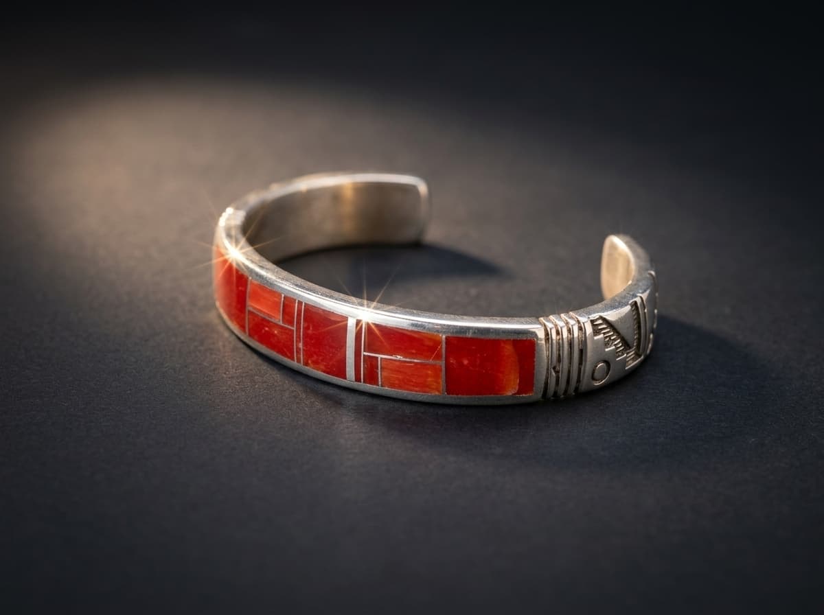 Sterling Silver Coral Bracelet - Size 7 #125 - image 1 of 1