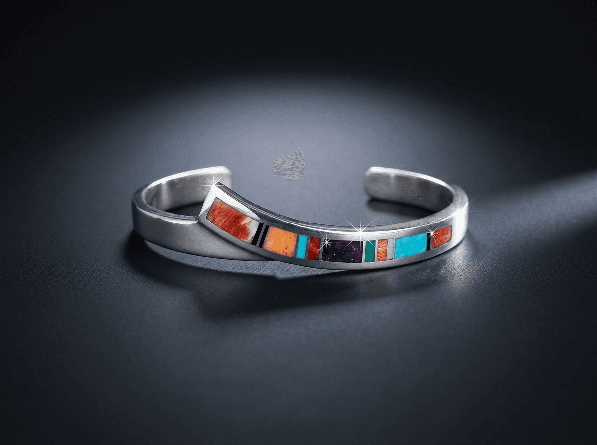 Sterling Silver Spiny Oyster & Kingman Turquoise Bracelet - Size 7 #050 - image 1 of 1