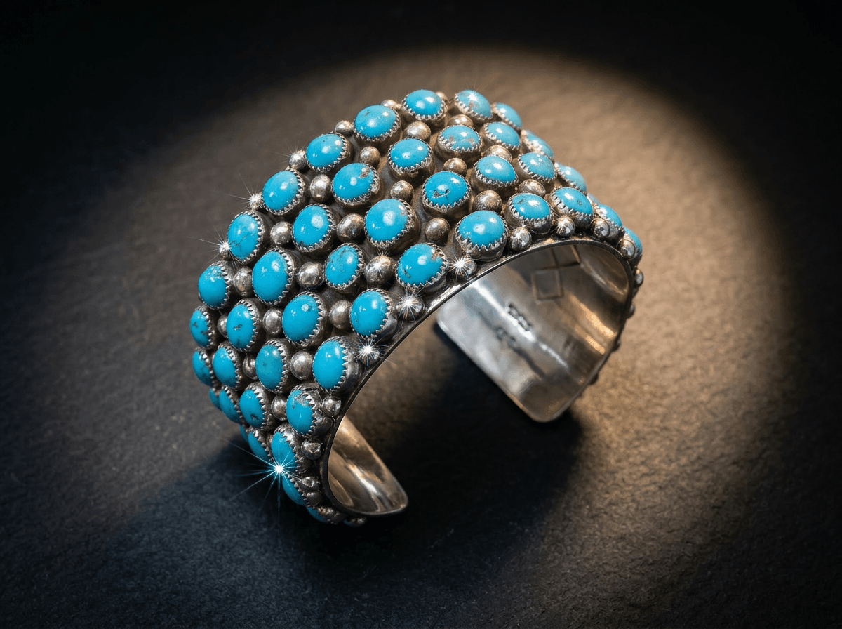 Sterling Silver Kingman Turquoise Bracelet - Size 7.5 #106 - image 1 of 1