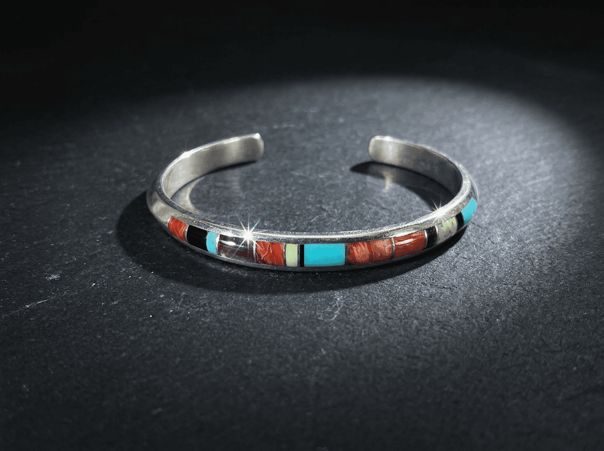 Sterling Silver Spiny Oyster & Kingman Turquoise Bracelet - Size 7 #046 - image 1 of 1