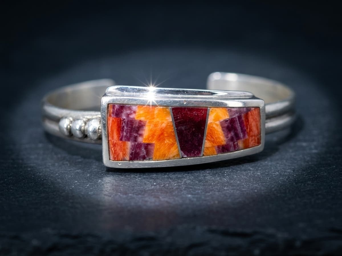 Sterling Silver Spiny Oyster Bracelet - Size 7 #051 - image 1 of 1