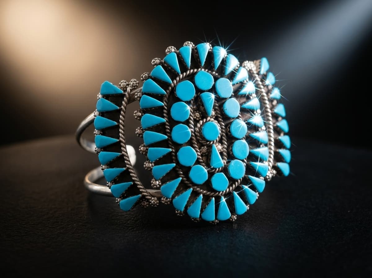 Sterling Silver Kingman Turquoise Bracelet - Size 7.25 #105 - image 1 of 1