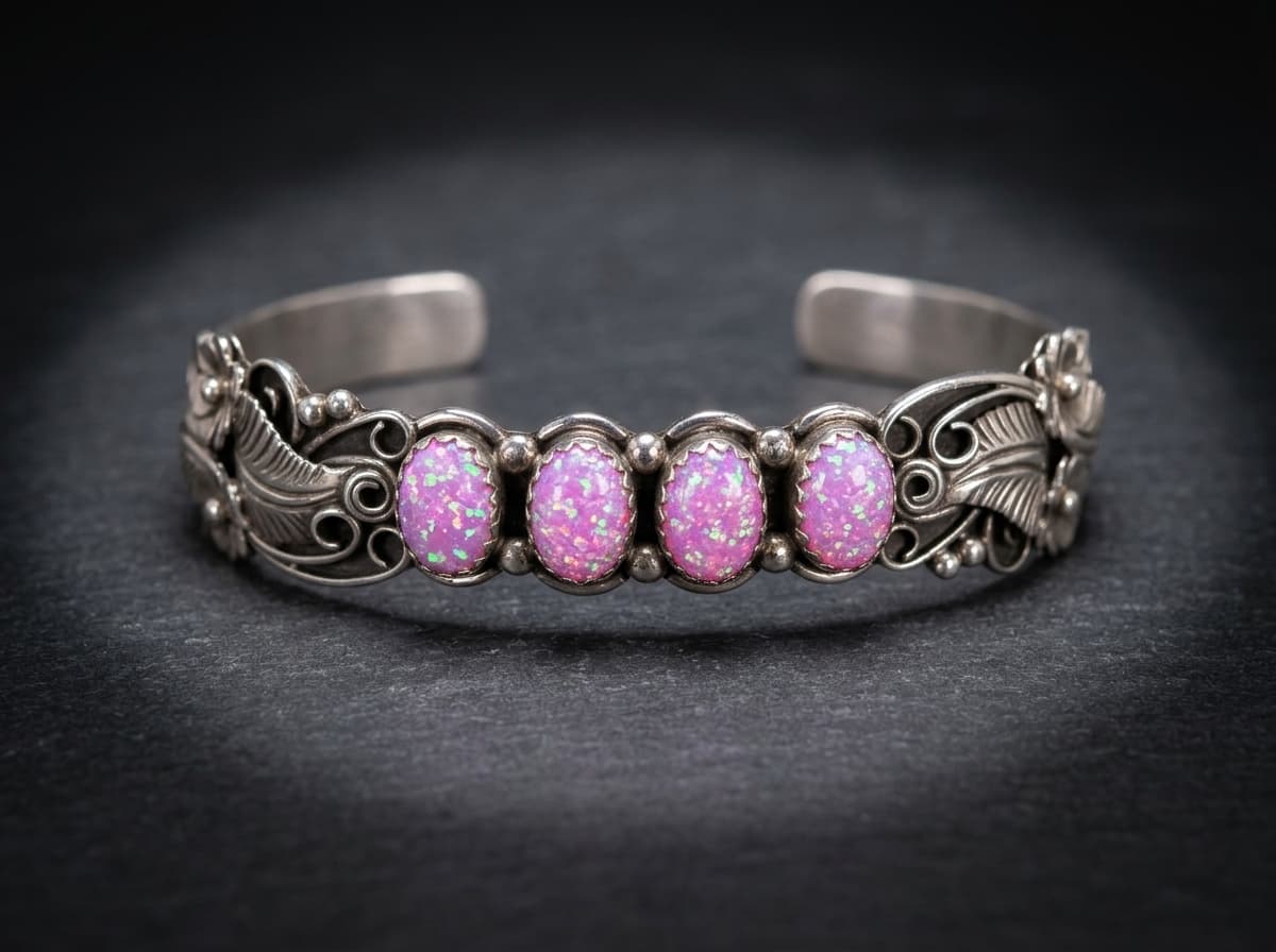 Sterling Silver Opal Bracelet - Size 7 #117 - image 1 of 1