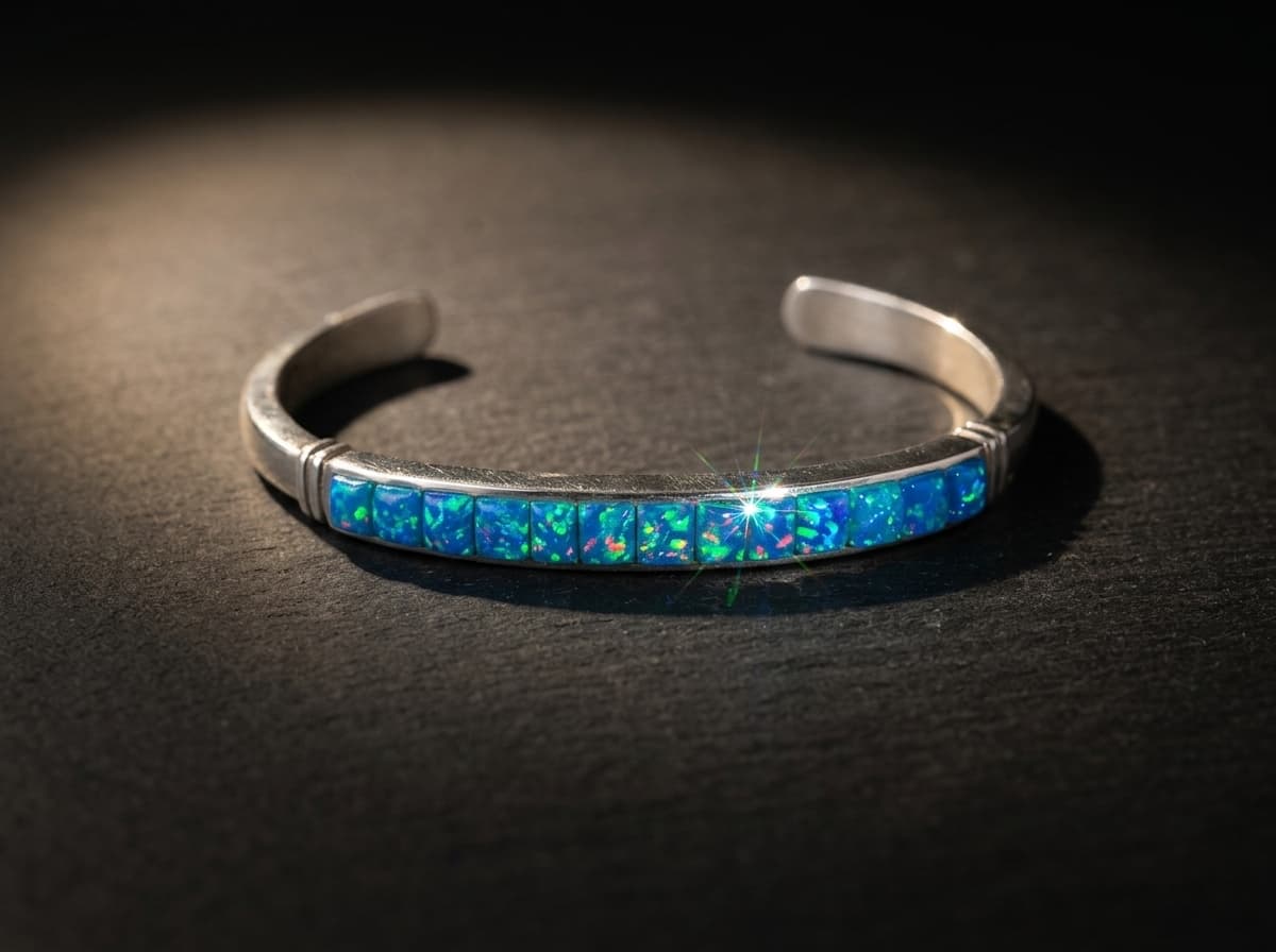 Sterling Silver Opal Bracelet - Size 7 #118 - image 1 of 1