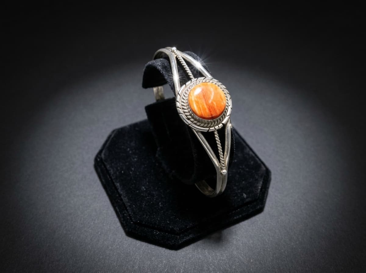 Sterling Silver Spiny Oyster Bracelet - Size 7 #054 - image 1 of 1