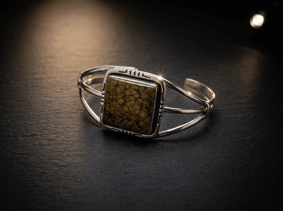 Sterling Silver Bumblebee Jasper Bracelet - Size 7.5 #110 - image 1 of 1