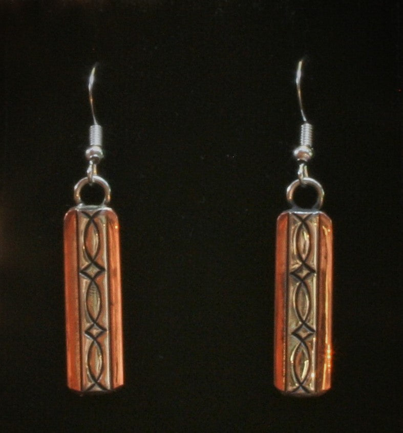 Navajo Silver and Copper Earrings 1″