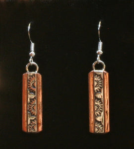 Navajo Silver and Copper Earrings with Sun 1″