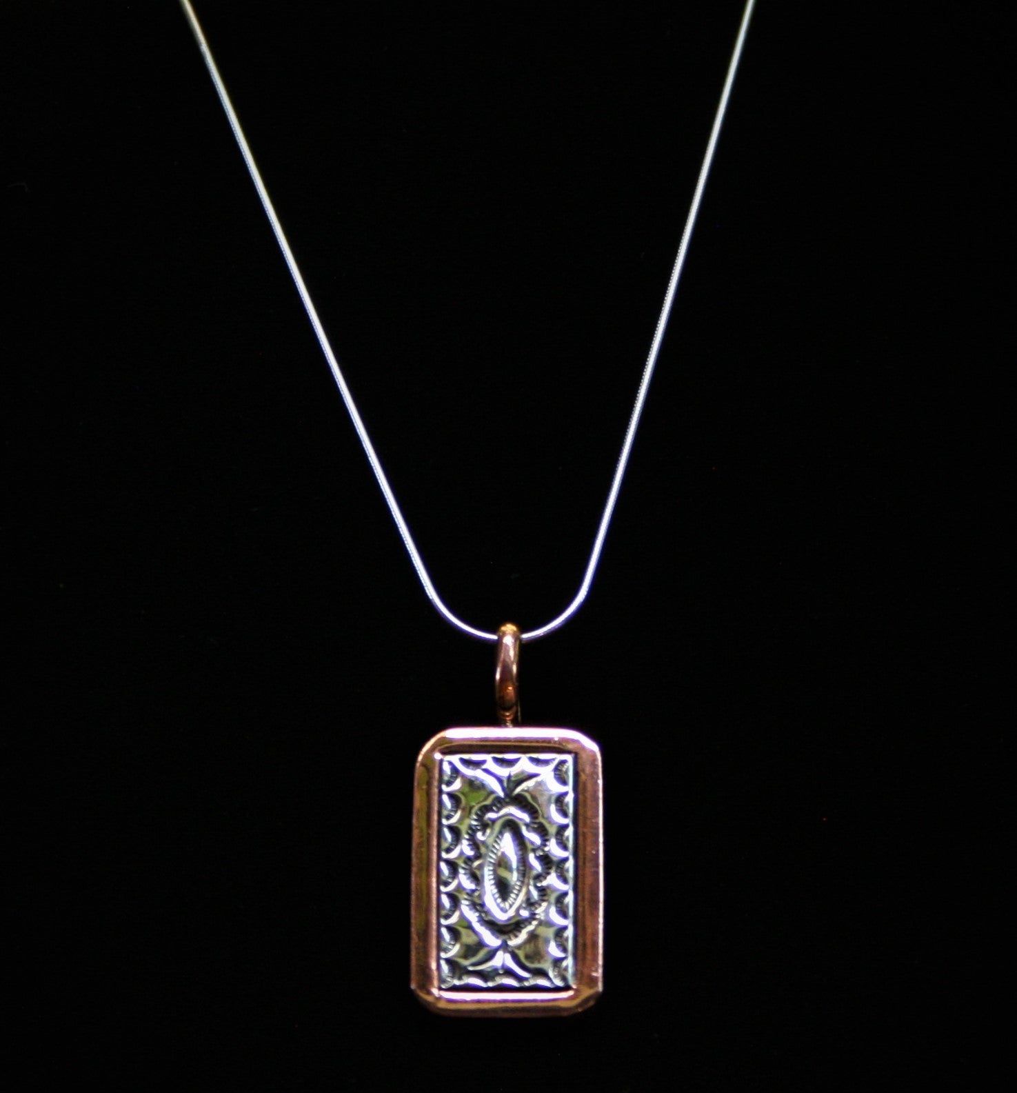 Navajo Silver and Copper Pendant 1 1/2″